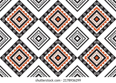 Geometric ethnic oriental seamless pattern traditional design. Design for background, carpet, wallpaper, clothing, fabric scarf. Vector illustration. embroidery style. Abstract background. Boho motif.