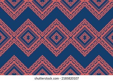 Geometric ethnic oriental seamless pattern traditional Design for background,carpet,wallpaper,clothing,wrapping,batik,fabric,Vector illustration. Greek Key Chevron Embroidery style.
