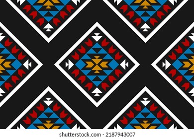 Geometric ethnic oriental seamless pattern traditional. Design for background, wallpaper, illustration, fabric, clothing, carpet, textile, batik, embroidery.