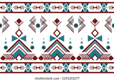 Diseño tradicional geométrico étnico oriental sin costuras para fondo, alfombra, papel pintado, ropa, envoltura, Batik, tela, vector, ilustración, estilo benigno de bordado.