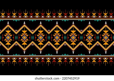 Geometric ethnic oriental seamless pattern traditional Design for background,carpet,wallpaper.clothing,wrapping,Batik fabric,Vector illustration.embroidery style, Sadu.