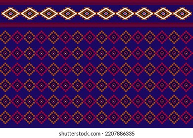 Diseño tradicional geométrico étnico oriental sin soldadura Diseño para fondo, alfombra, papel pintado.ropa,envoltura,tela batik,Ilustración vectorial.estilo bordado 
