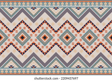 Geometric ethnic oriental seamless pattern traditional Design for background, carpet, wallpaper, clothing, wrapping, Batik, fabric, vector, illustration, boho embroidery style.