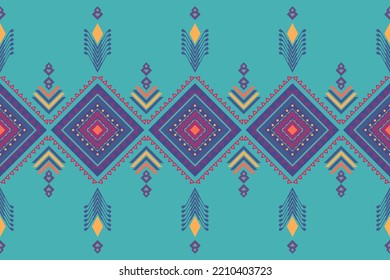 Diseño tradicional geométrico étnico oriental sin costuras para fondo, alfombra, papel pintado, ropa, envoltura, Batik, tela, vector, ilustración, estilo benigno de bordado.