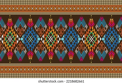 Geometric ethnic oriental seamless pattern traditional Design for background,carpet,wallpaper,clothing,wrapping,Batik,fabric,Vector,illustration,embroidery style.