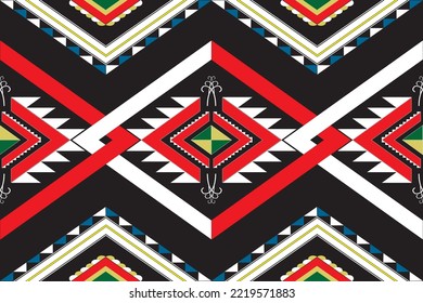 Geometrisches, ethnisch-orientalisches Muster, traditionelles Design für Hintergrund, Teppich, Tapete, Kleidung, Umhüllung, Batik, Stoff, Vektorgrafik.Stickereistil.