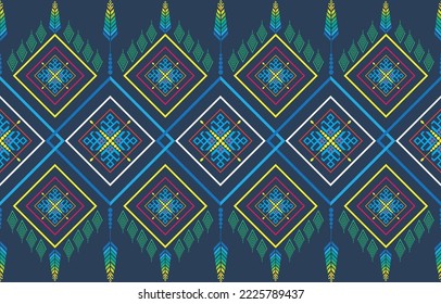 Patrón geométrico étnico oriental sin fisuras Diseño tradicional para fondo, alfombra, papel pintado, ropa, envoltura, Batik, tela, Vector, ilustración, bordado estilo.