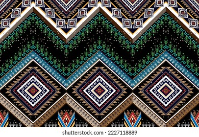 Geometric ethnic oriental seamless pattern traditional 
Design for background,carpet,wallpaper,clothing,wrapping,Batik,
fabric,Vector illustration.embroidery style.