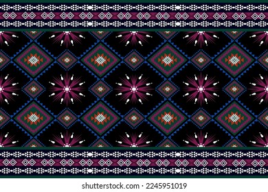 Geometric ethnic oriental seamless pattern traditional Design for background,carpet,wallpaper.clothing,wrapping,Batik fabric,Vector illustration.