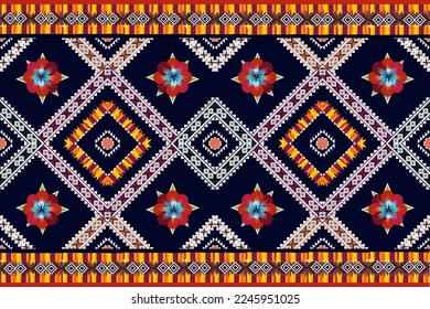 Geometric ethnic oriental seamless pattern traditional Design for background,carpet,wallpaper.clothing,wrapping,Batik fabric,Vector illustration.