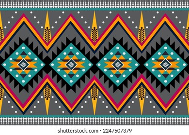 Geometric ethnic oriental seamless pattern traditional Design for background,carpet,wallpaper.clothing,wrapping,Batik fabric,Vector illustration.