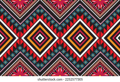 Geometric ethnic oriental seamless pattern traditional Design for background,carpet,wallpaper,clothing,wrapping,Batik,fabric,Vector,illustration,embroidery style.