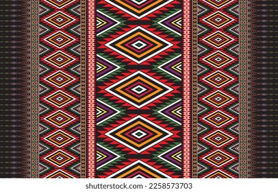Geometric ethnic oriental seamless pattern traditional Design for background,carpet,wallpaper,clothing,wrapping,Batik,fabric,Vector,illustration,embroidery style.