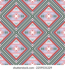 Geometric ethnic oriental seamless pattern traditional Design for background, carpet, wallpaper, clothing, wrapping, Batik, fabric, vector, illustration, boho embroidery style.