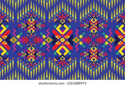 Geometric ethnic oriental seamless pattern traditional Design for background,carpet,wallpaper,clothing,wrapping,Batik,fabric,Vector,illustration,embroidery style.