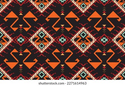 Geometric ethnic oriental seamless pattern traditional Design for background,carpet,wallpaper,clothing,wrapping,Batik,fabric,Vector,illustration,embroidery style.