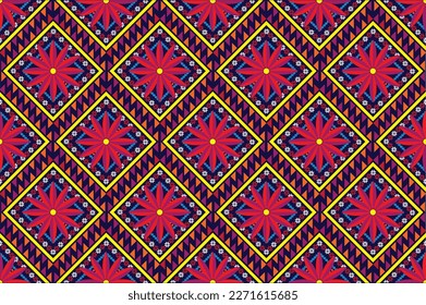 Geometric ethnic oriental seamless pattern traditional Design for background,carpet,wallpaper,clothing,wrapping,Batik,fabric,Vector,illustration,embroidery style.