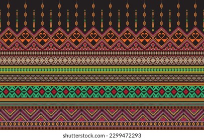 Geometric ethnic oriental seamless pattern traditional Design for background,carpet,wallpaper,clothing,wrapping,Batik,fabric,Vector,illustration,embroidery style.