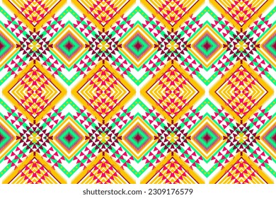 Geometric ethnic oriental seamless pattern design. Design for background, carpet, wallpaper, clothing, wrapping, Batik, fabric, rug, scarf. Embroidery style. Vector illustration. Indian patern.