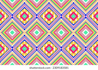 Geometrisches ethnisches, nahtloses Muster-Design. Design für Hintergrund, Teppich, Tapete, Kleidung, Umhüllung, Batik, Stoff, Teppich, Schal. Stickereistil. Vektorgrafik. indisches Muster.