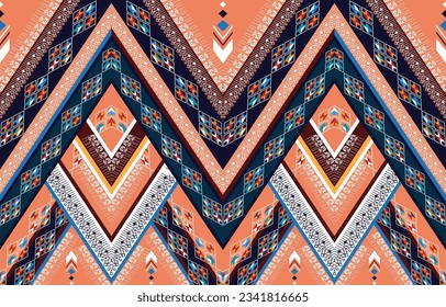 Geometric ethnic oriental seamless pattern traditional 
Design for background,carpet,wallpaper,clothing,wrapping,Batik,
fabric,Vector illustration.embroidery style.
