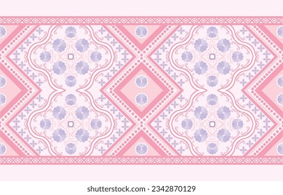 Patrón geométrico étnico oriental sin fisuras Diseño tradicional para fondo, alfombra, papel pintado, ropa, envoltura, Batik,tela,Ilustración vectorial.estilo bordado.