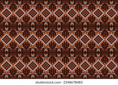 Diseño geométrico étnico oriental sin costuras tradicional Diseño para tela, alfombra, ropa, fondo, papel pintado, envoltura,Ilustración vectorial.estilo de bordado azteca.