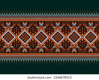 Diseño geométrico étnico oriental sin costuras tradicional Diseño para tela, alfombra, ropa, fondo, papel pintado, envoltura,Ilustración vectorial.estilo de bordado azteca.