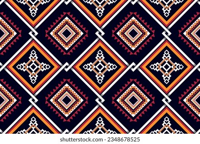 Diseño geométrico étnico oriental sin costuras tradicional Diseño para tela, alfombra, ropa, fondo, papel pintado, envoltura,Ilustración vectorial.estilo de bordado azteca.
