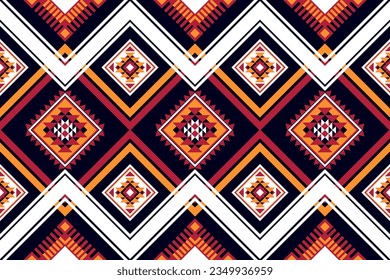 Geometric ethnic oriental seamless pattern traditional Design for fabric,carpet,clothing,background,wallpaper,wrapping,Vector illustration.aztec embroidery style.