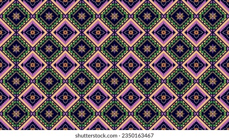 Geometrisches, ethnisch-orientalisches Muster, traditionelles Design für Hintergrund, Teppich, Tapete, Kleidung, Umhüllung, Batik, Stoff, Vektorgrafik.Stickereistil.