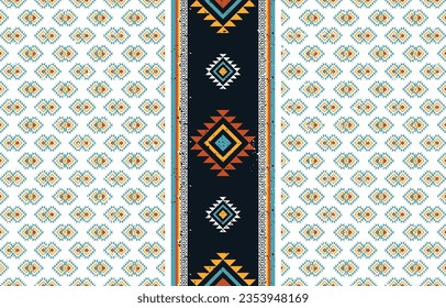 Geometric ethnic oriental seamless pattern traditional design. Design for background, carpet, wallpaper, clothing, wrapping, fabric. Native American motifs. Embroidery style. Grunge texture in tribal.