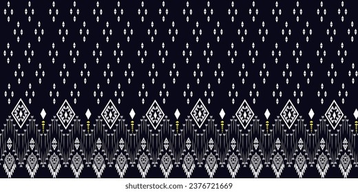 Geometric ethnic oriental seamless pattern traditional on dark blue background Design for background,carpet,clothing,Batik,fabric,Vector illustration.embroidery style.