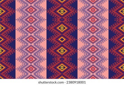 Patrón geométrico étnico oriental sin fisuras Diseño tradicional para fondo, alfombra, papel pintado, ropa, envoltura, Batik,tela,Ilustración vectorial.estilo bordado.