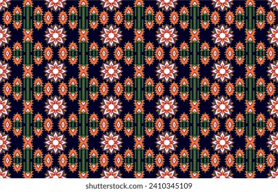 Geometric ethnic oriental seamless pattern traditional Design for background,carpet,wallpaper,clothing,wrapping,Batik,fabric,Vector illustration.embroidery style.