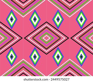 Geometric Ethnic Oriental Seamless Pattern Traditional Design for Background, Carpet, Wallpaper, Clothing, Wrapping, Batik, Vector, Illustration, Embroidery Style