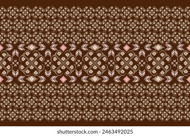Geometric ethnic oriental seamless pattern. Axtec style embroidery floral pixel art background design for fabric, clothing, textile, scarf, wallpaper, table runner, wrapping, print, sarong