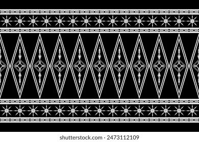 Geometrische ethnische orientalische nahtlose Muster traditionelles Design für Hintergrund, Teppich, Bildschirmhintergrund, Kleidung, Verpackung, Batik, Stoff, Vektorillustration. Stickerei. 