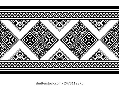 Geometric ethnic oriental seamless pattern traditional design for background,carpet,wallpaper,clothing,wrapping,batik,fabric,Vector illustration. Embroidery style.
