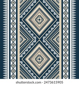 Patrón geométrico étnico oriental sin costuras tradicional. alfombra, Fondo de pantalla, ropa, envoltura, batik, tela, Vector, ilustración, bordado.