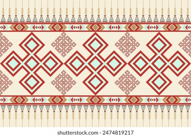 Geometric ethnic oriental seamless pattern traditional design for background,carpet,wallpaper,clothing,wrapping,batik,fabric,Vector, illustration. Embroidery style.