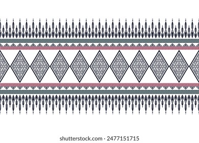 Diseño tradicional sin costuras étnico oriental geométrico para el fondo, alfombra, Fondo de pantalla, ropa, envoltura, batik, tela, Vector, ilustración. Estilo de bordado.

