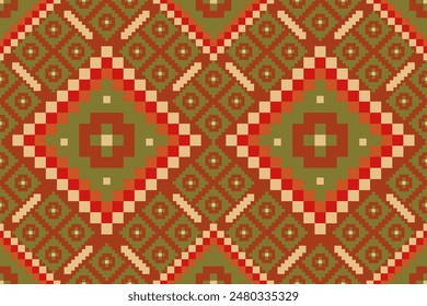 Geometric ethnic oriental seamless pattern traditional Design for background, carpet, wallpaper, clothing, wrapping, Batik, fabric, vector, illustration, boho embroidery style.
