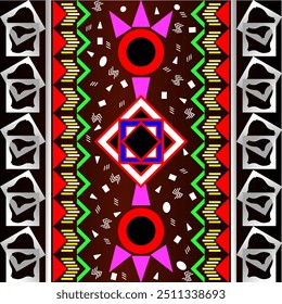 Geometric ethnic oriental seamless pattern traditional Design for background,carpet,wallpaper, clothing, wrapping,Batik fabric,Vector illustration,embroidery style.