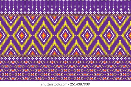 Diseño tradicional sin fisuras oriental étnico geométrico para el fondo, alfombra, Fondo de pantalla. ropa, envoltura, tela de Batik, Ilustración vectorial, estilo de bordado.