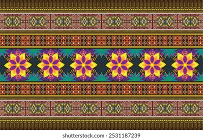 Geometrische ethnische orientalische nahtlose Muster traditionellen Design für Hintergrund, Teppich, Tapete, Kleidung, Umhüllung, Batik, Stoff, Vektorgrafik, Stickerei Stil.