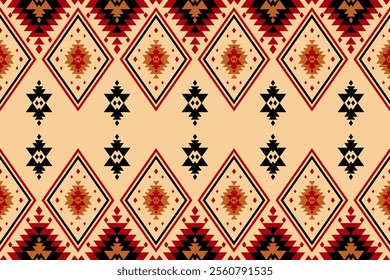 Geometric ethnic oriental seamless pattern traditional Design for background, carpet, wallpaper. clothing, wrapping, Batik, fabric, Vector illustration.embroidery style, sadu.