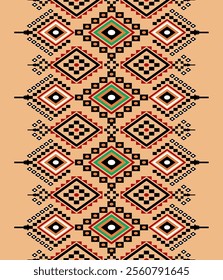 Geometric ethnic oriental seamless pattern traditional Design for background, carpet, wallpaper. clothing, wrapping, Batik, fabric, Vector illustration.embroidery style, sadu.