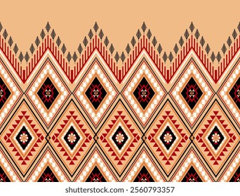 Geometric ethnic oriental seamless pattern traditional Design for background, carpet, wallpaper, clothing, wrapping, Batik, fabric, Vector illustration, embroidery style, Sadu