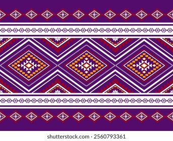 Geometric ethnic oriental seamless pattern traditional Design for background, carpet, wallpaper, clothing, wrapping, Batik, fabric, Vector illustration, embroidery style, Sadu